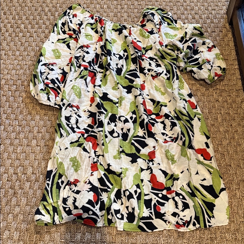 Sara Michelle woman Dress with Green and Red Floral Design - Picture 7 of 7